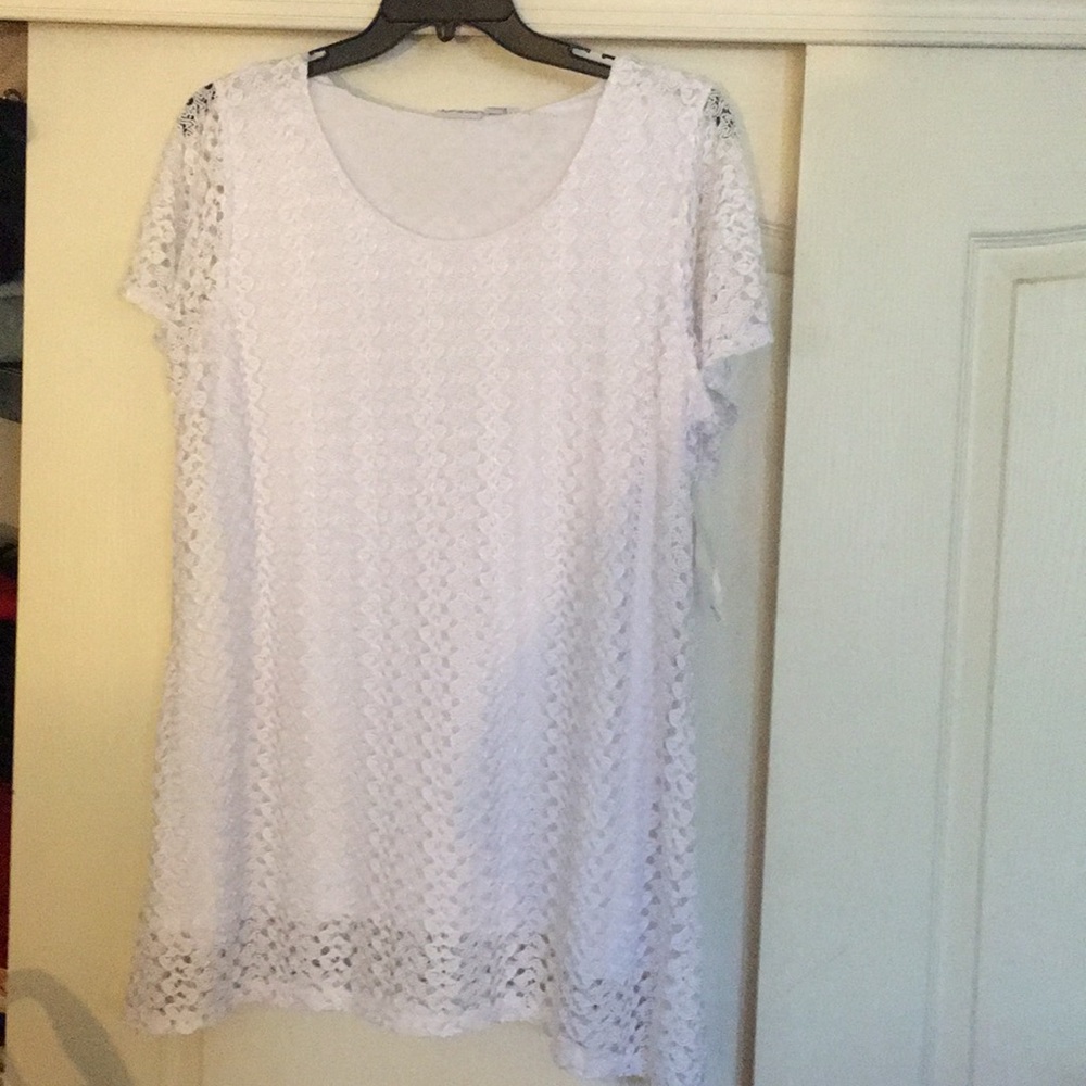 NWT sz 2x white lace top by Kim Rogers